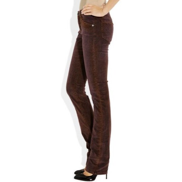 New NWT $295 Theyskens Theory Corduroy Pants Soft Womens 26 Skinny Purple Brown - Picture 2 of 7